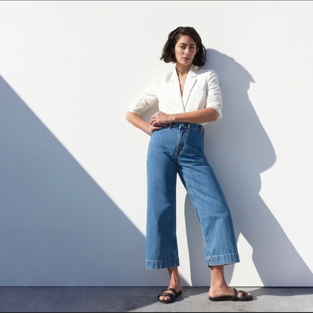 Everlane Limited Edition Denim Drop Wide Leg Cropped Jean, Size 27